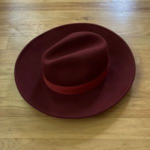 Women’s Red Fleece by Brooks Brothers wool Fedora hat new never worn